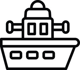Obraz premium Battleship army power icon outline vector. War fighting boat. Nautical combat fleet