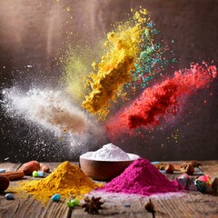 Colorful Holi Hindu festival of colors powder