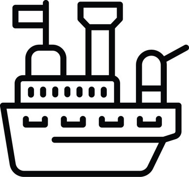 recommend clip art: Large battleship icon outline vector. Frigate maritime boat. Marine army destroyer
