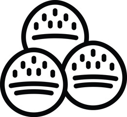 Baked buns icon outline vector. Bakery dessert rolls. Traditional sweet snacks
