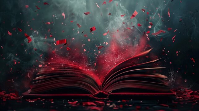 An image of a red book with its pages fluttering, symbolizing the dynamic and lively nature of reading