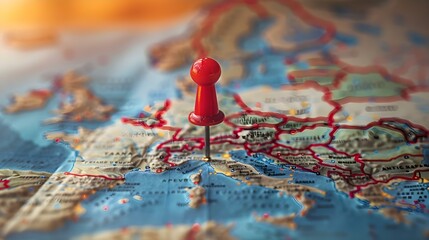 Pinpointing Adventures: Europe Trip Planning. Concept Europe Travel, Trip Itinerary, Sightseeing, Cultural Experiences - obrazy, fototapety, plakaty