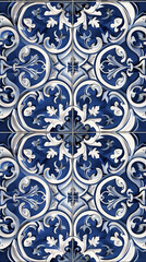 Stylized 3D vector illustration of a Greek Mediterranean tile pattern, deep blues and crisp whites,