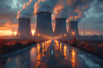 Investing in nuclear power infrastructure to meet the increasing demand for clean and reliable energy. Concept of energy infrastructure. Generative Ai.