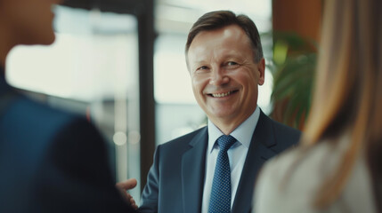 Naklejka premium smiling business man doing a handshake