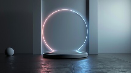 A large, neon colored circle is the focal point of the image