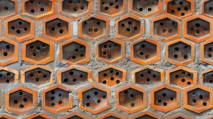 seamless texture of perforated bricks with a pattern of holes or perforations, allowing light and air to pass through