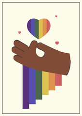 Hand holding heart for lovely one lgbt illustration. Take care love concept, supporting LGBTQ community - 787460894