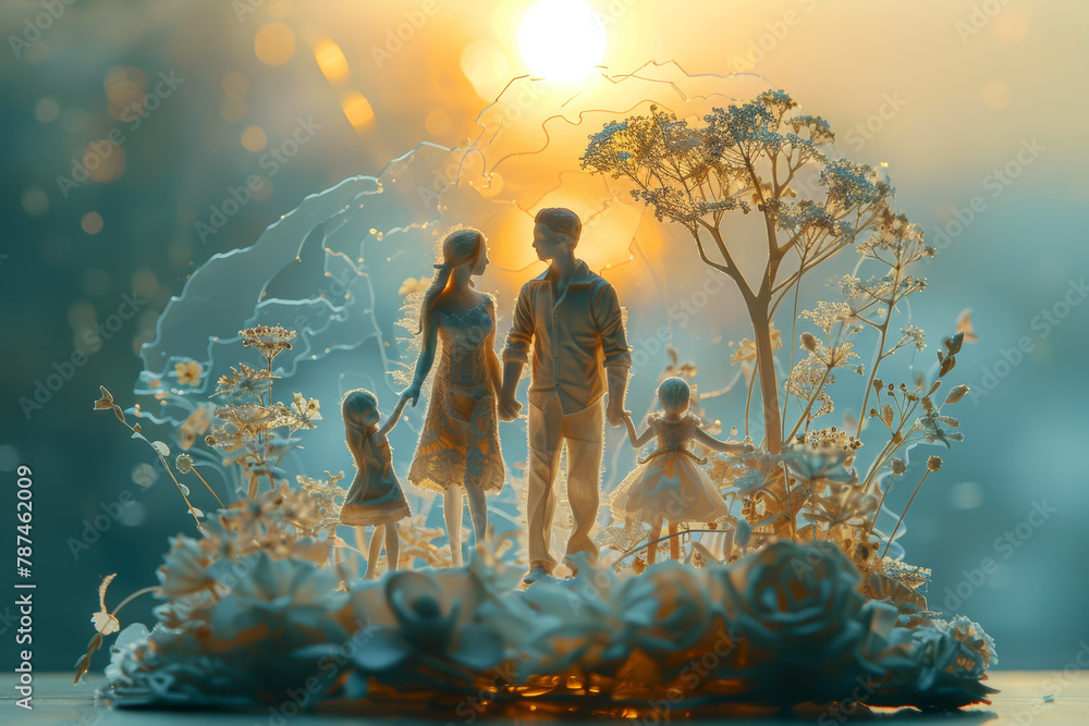 Poster adapting to changing roles and responsibilities within family dynamics. concept of family transition