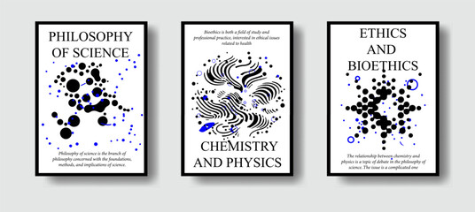 Abstract futuristic posters with organic-like complex shapes. Set of science-themed covers and flyers.  - 787462016