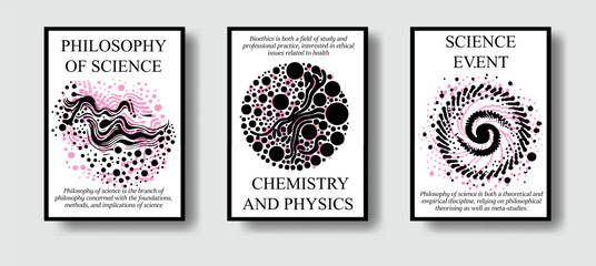 Abstract futuristic posters with organic-like complex shapes. Set of science-themed covers and flyers.  - 787462065