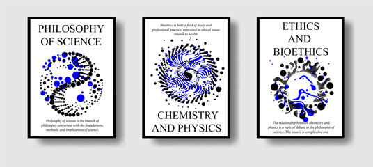 Abstract futuristic posters with organic-like complex shapes. Set of science-themed covers and flyers.  - 787462072