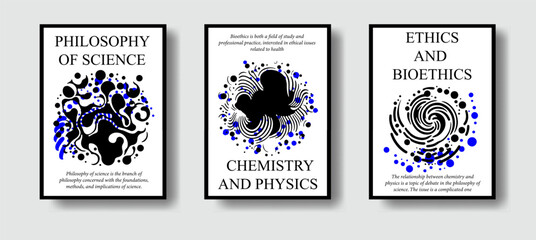 Abstract futuristic posters with organic-like complex shapes. Set of science-themed covers and flyers.  - 787462097