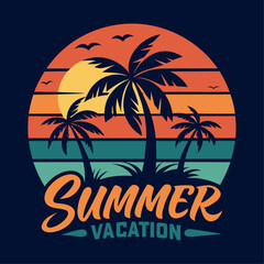Fototapeta na wymiar Summer t shirt design vector. Summer retro and vintage t shirt deign.