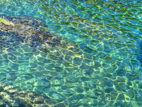 Amazing sea water clear turquoise surface.