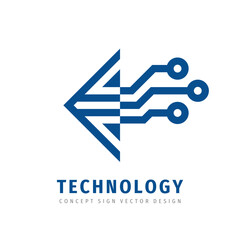 Arrow technology logo template vector illustration. Computer network, internet tech concept illustration. Design element.