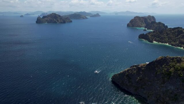 4K Aerial Drone view of the beautiful Big Lagoon in El Nido, Philippines