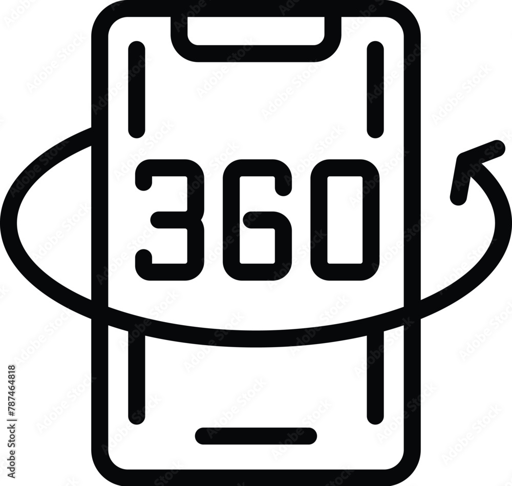 Poster mobile virtual reality icon outline vector. vision rotation system. futuristic world simulation