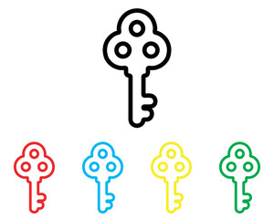 Key icon vector. Key icon sign symbol in trendy flat style. Set elements in colored icons. Key vector icon illustration isolated on white background