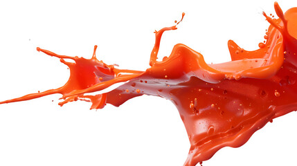 BRight orange paint splashes isolated on a transparent background, PNG, Ai