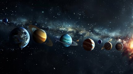 Planets, stars and galaxies in outer space showing the beauty of space exploration