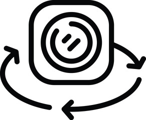 Virtual world rotation icon outline vector. Digital projection. Videogaming augmented equipment