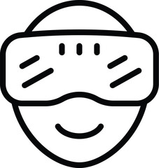 Augmented reality headgear icon outline vector. Virtual world visor. Futuristic headset projector