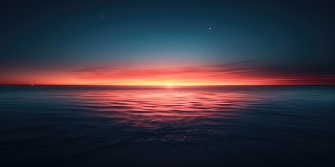Fototapeta na wymiar Nature Background, Serene Ocean Horizon at Sunset with Calming Gradient Colors