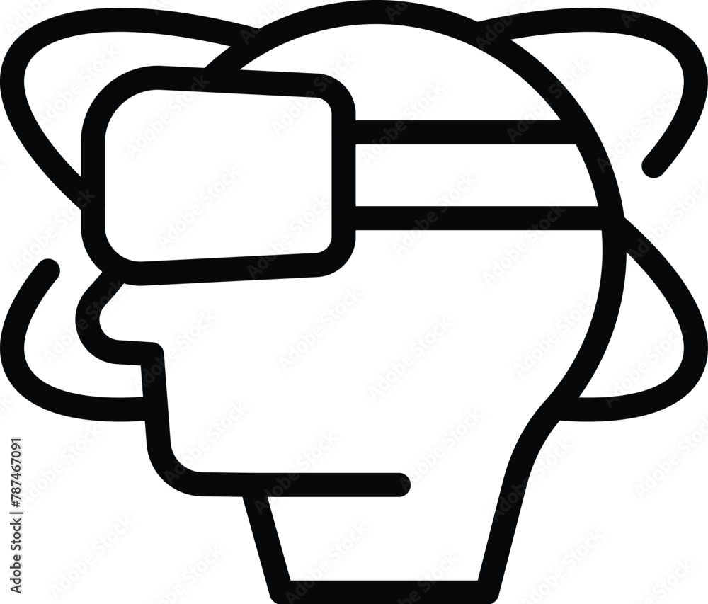 Poster virtual reality viewer icon outline vector. hologram projection. digital world simulation