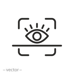 eye scan icon, scanning face id, thin line symbol - vector illustration