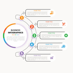 Infographic template with 5 options or steps for business