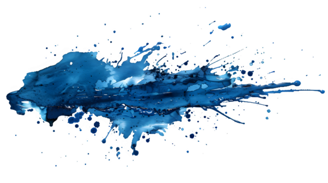 Unique blue paint splashes isolated on a transparent background, PNG, Ai - Powered by Adobe