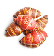 Freshly Baked fruity and Chocolate Croissants Isolated Against White Background - 787469401