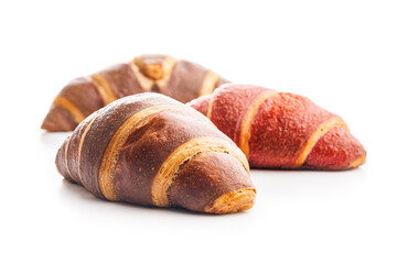 Freshly Baked fruity and Chocolate Croissants Isolated Against White Background - 787469428