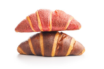 Freshly Baked fruity and Chocolate Croissants Isolated Against White Background - 787469441