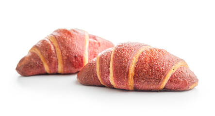 Freshly Baked Croissant with fruity flavor Isolated Against White Background - 787469484