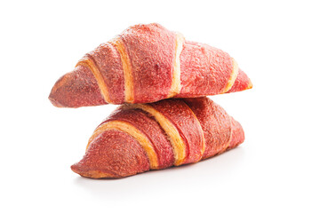 Freshly Baked Croissant with fruity flavor Isolated Against White Background - 787469485