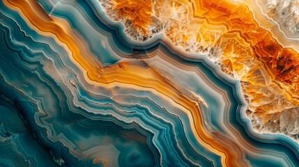 A visually stunning gradient surface of agate rock, displaying intricate natural patterns and colors