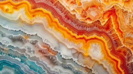 A visually stunning gradient surface of agate rock, displaying intricate natural patterns and colors - obrazy, fototapety, plakaty