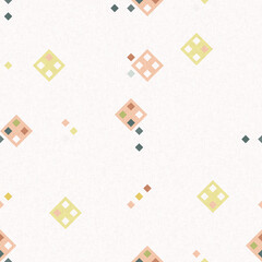 Simple glitch geometric seamless abstract pattern with playful woven summer color. Bright whimsical gender neutral bold irregular shape textile Cotton effect background.  - 787471443