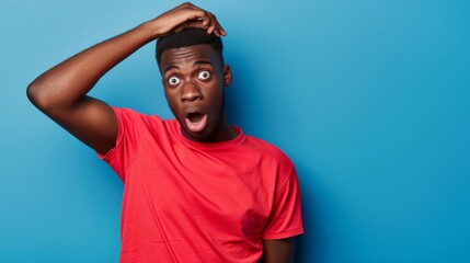 Man with Surprised Expression - obrazy, fototapety, plakaty