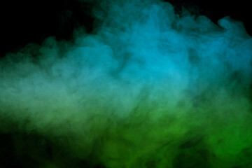 Red and green steam on a black background.