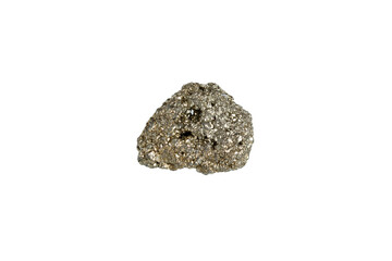 pyrite mineral stone macro on white background