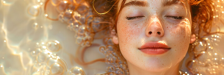 A Spiritual Sojourn: Calm Woman Surrounded by Psychedelic Serenity