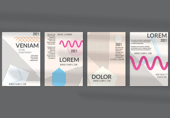 Flyer Layout with Paper Cut Layered Simple Geometric Shapes