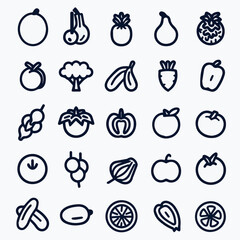 outline icon set of vegetables and fruit