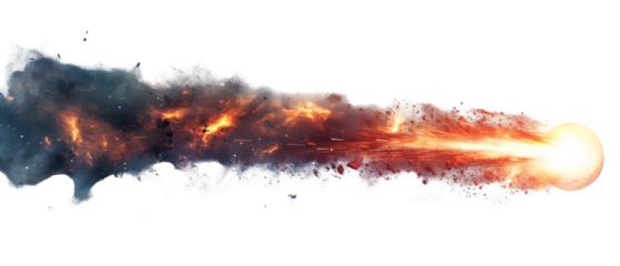 Meteor Falling Isolated on White Background: PNG File for Creative Projects, Hand Edited Generative AI