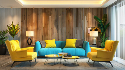 Interior design of modern apartment turquoise