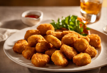 Chicken nuggets on table. Fast food