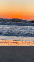 Ocean Waves on American Beach in Amelia Island Florida at Sunrise